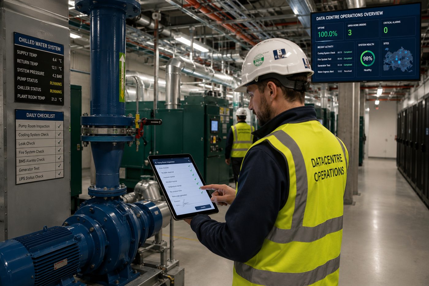 A data centre operations team monitoring live infrastructure