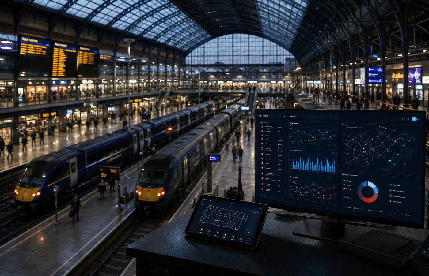 Live analytics dashboard in a transport hub