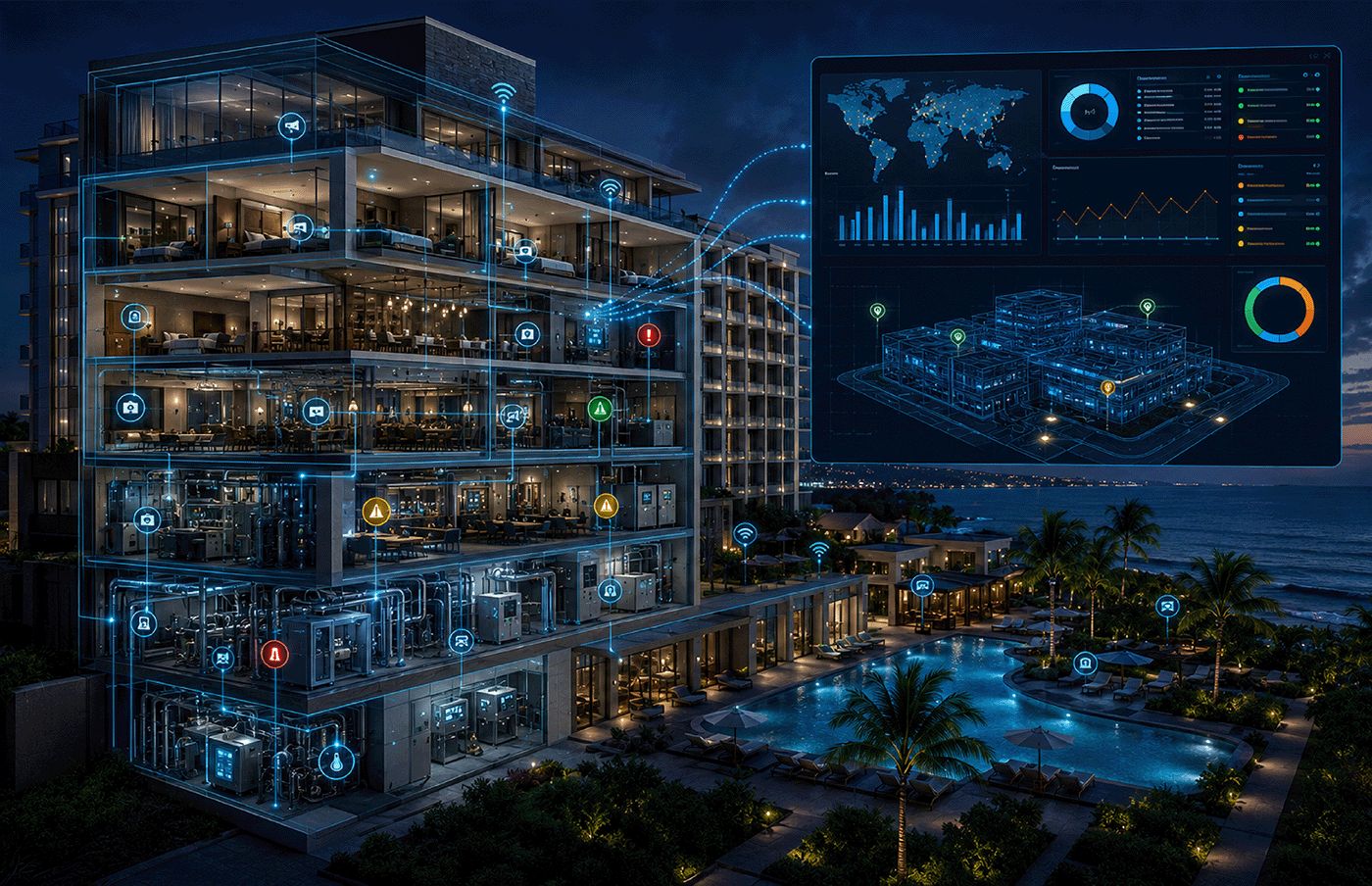 Connected property with live sensors feeding the RiskTech dashboard