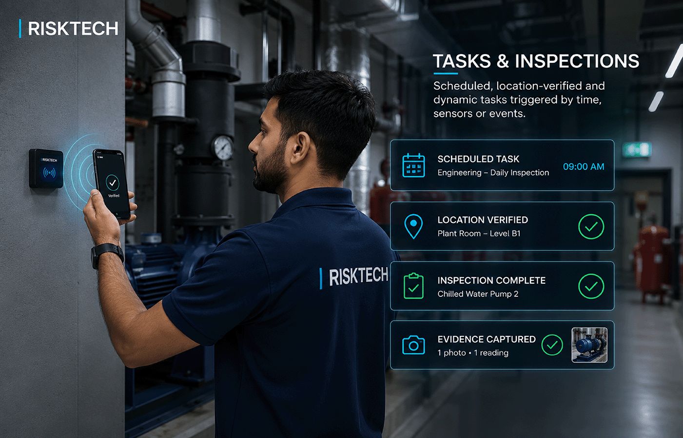 Verified tasks and inspections in the field with RiskTech