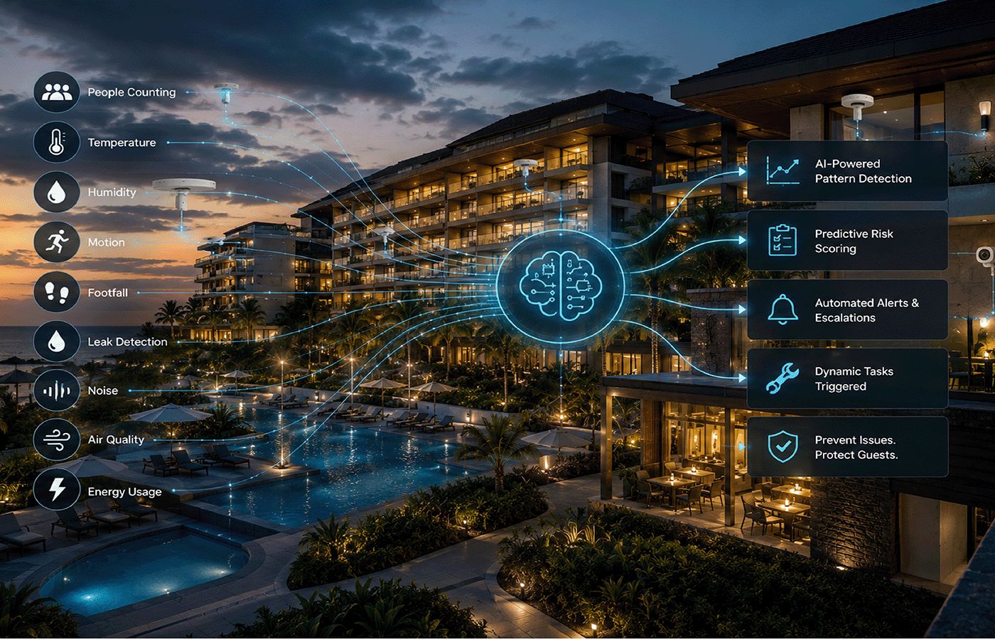 Connected resort property with live IoT sensor intelligence