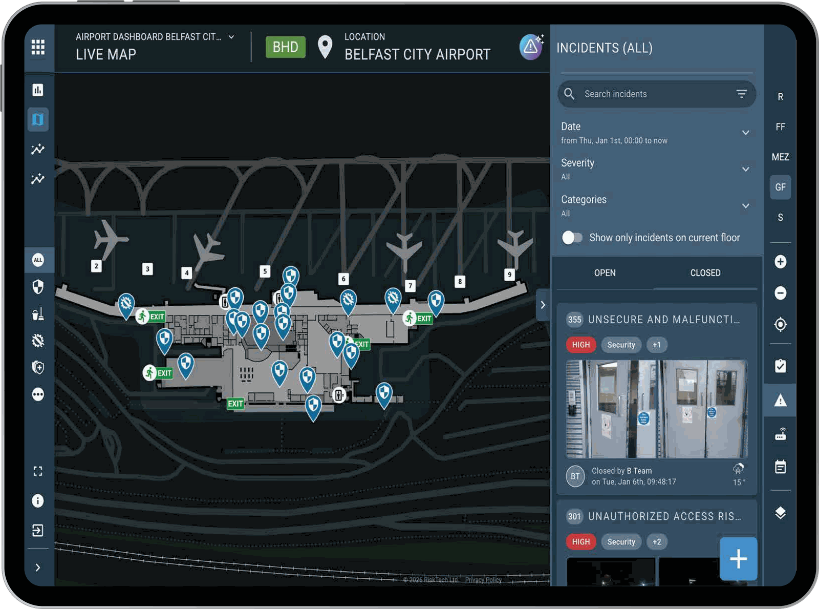 Live operational intelligence in RiskTech on tablet