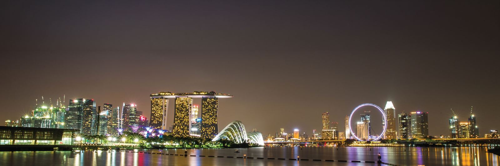 Commercial real estate skyline at night